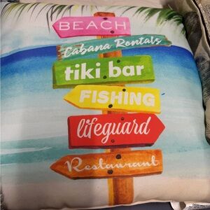Vibrant Beach Sign Decorative Pillow
